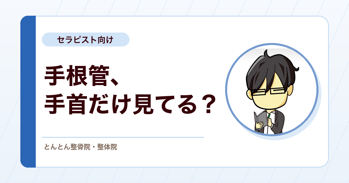 手根管症候群は、手首の中だけ見ても詰まる。掌屈位と日常動作から正中神経を追う
