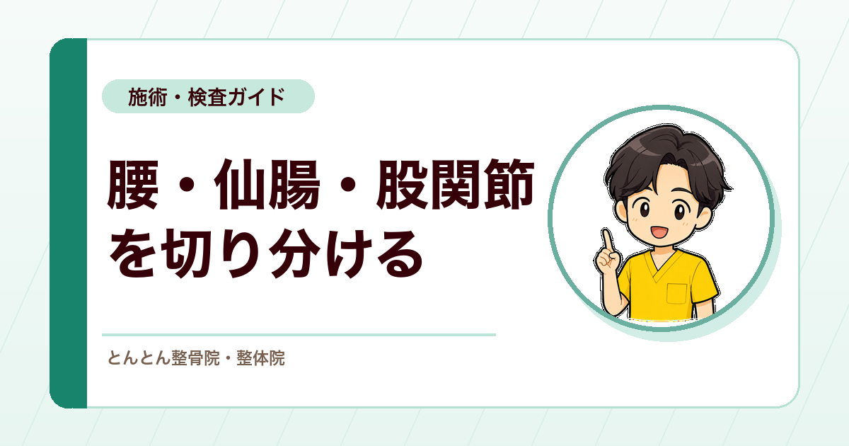 腰だけを疑わない。仙腸関節・股関節・腰椎の切り分け