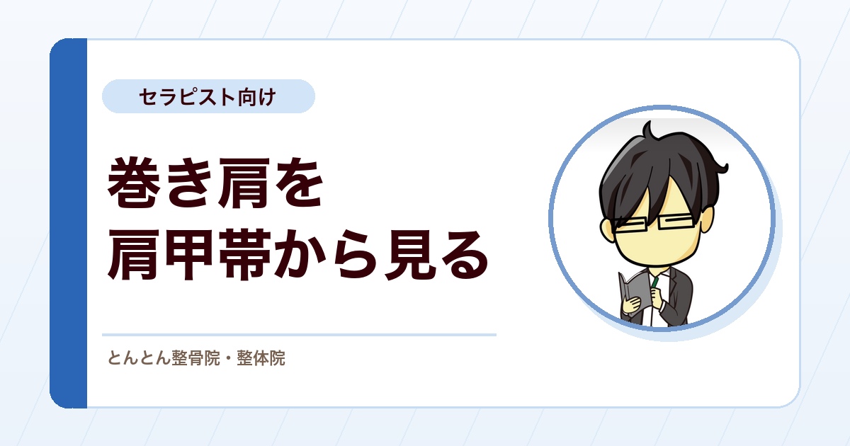 巻き肩を肩甲帯から評価する。肩甲骨前傾・外転と小胸筋・前鋸筋