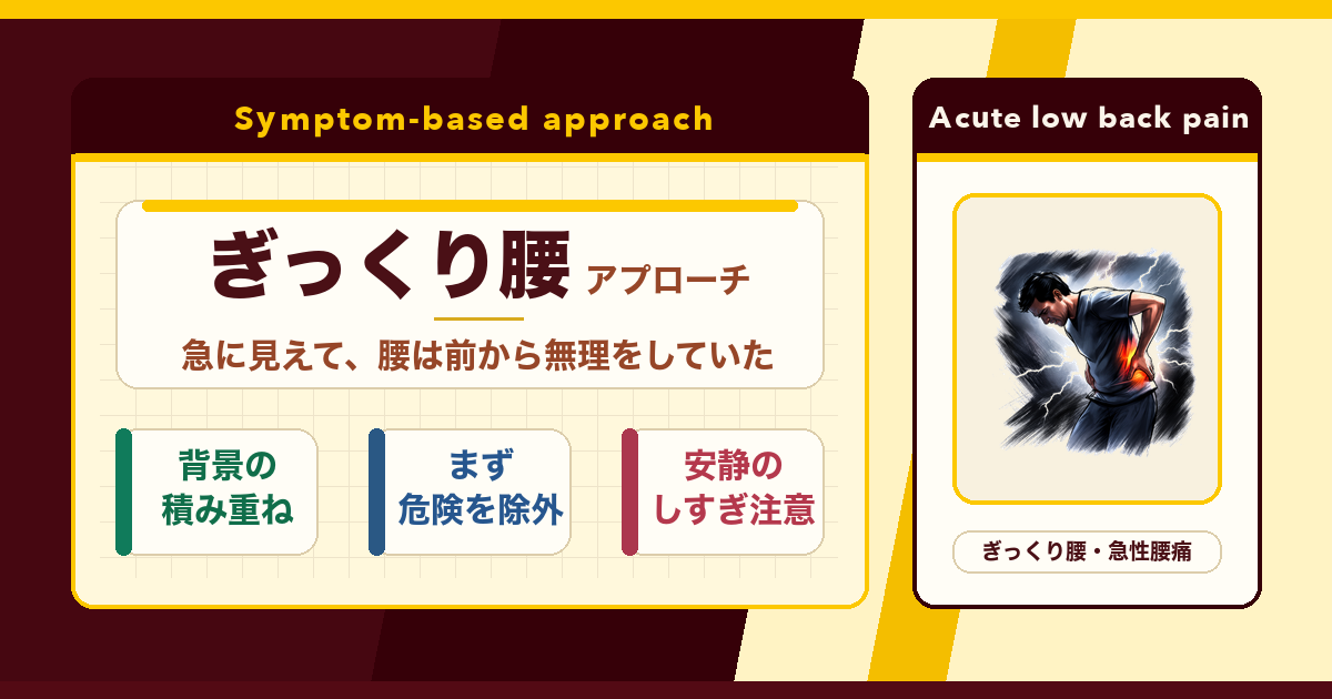 ぎっくり腰は急に起きたわけではない。とんとんのぎっくり腰アプローチ