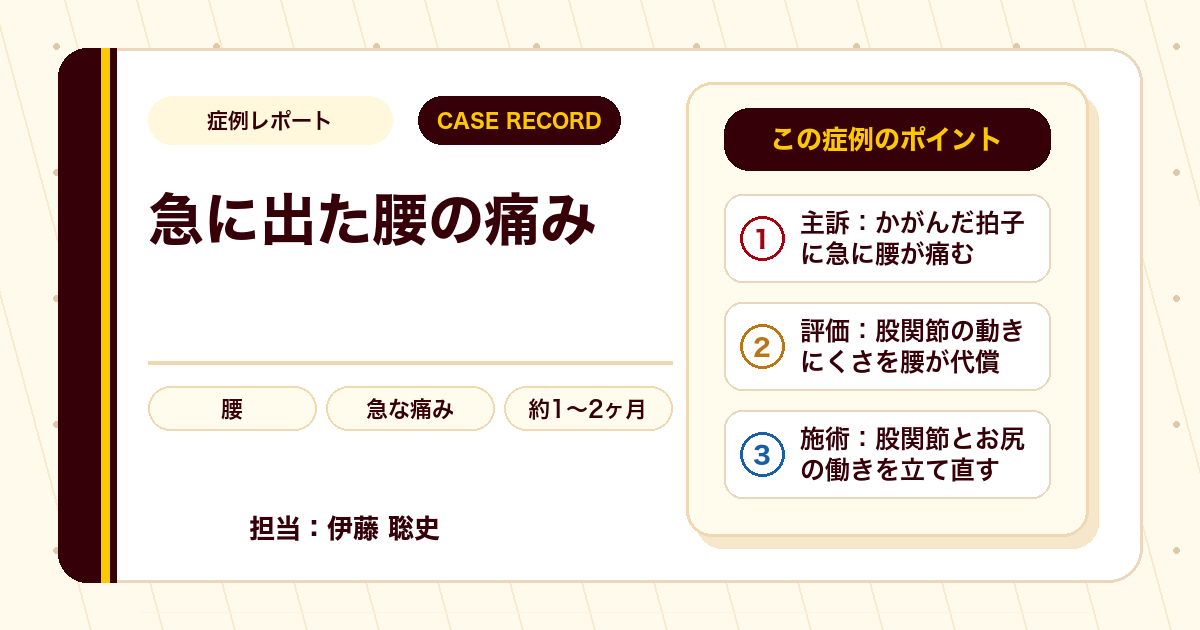 急に出た腰の痛みが楽になった例