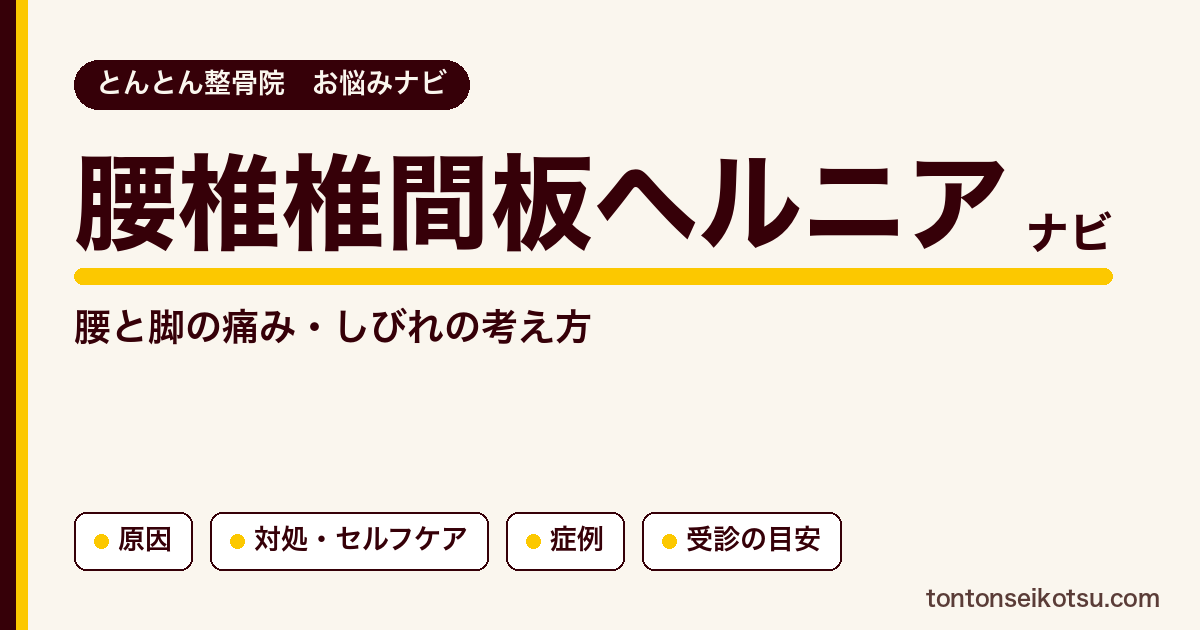 腰椎椎間板ヘルニア（腰と脚のしびれ）の考え方・対処と当院の症例集